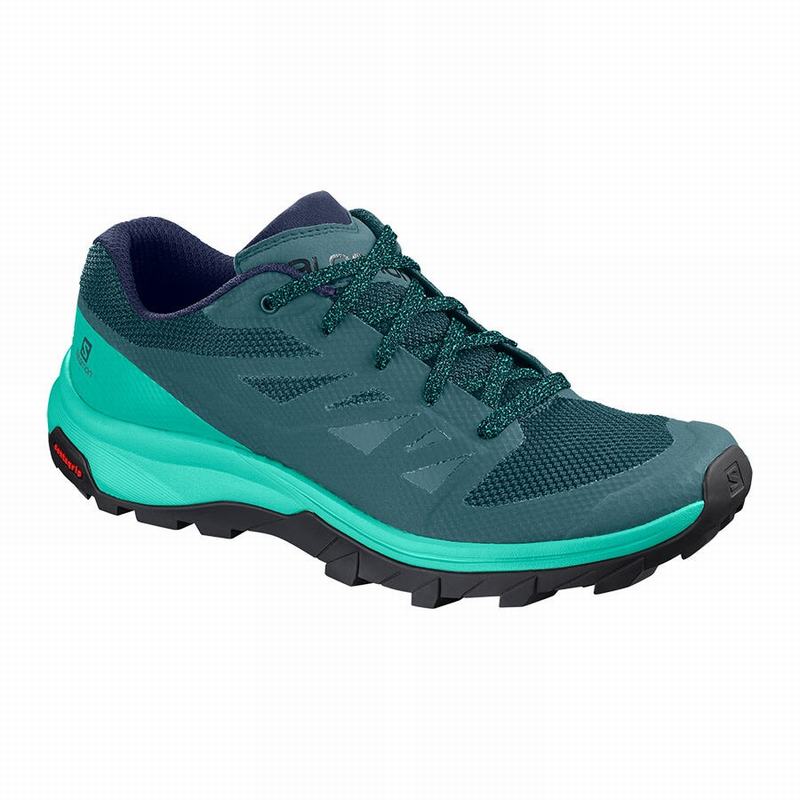 SALOMON OUTLINE Philippines - Women's Hiking Shoes - Dark Green/Turquoise | 073491-BXL